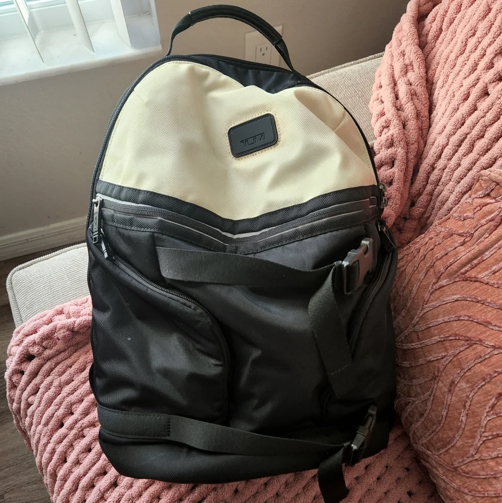 Tumi Black and Cream Backpack